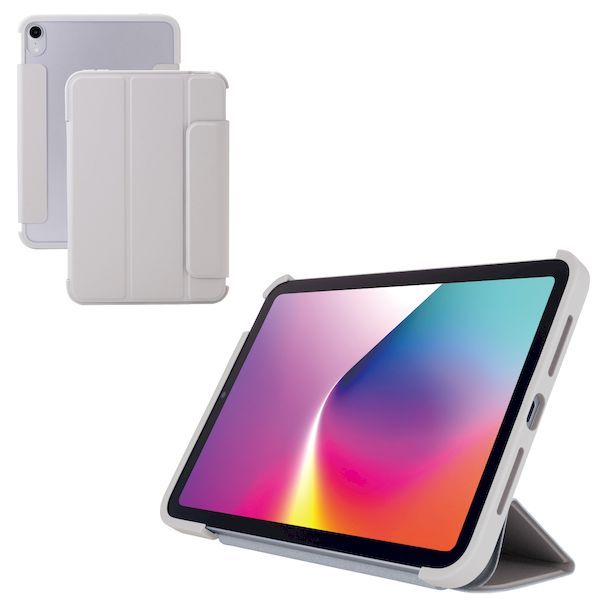 【新品・７営業日以内発送】エレコム ELECOM TB-A25SWVFCGB iPad mini ケース 8．3インチ A17 Pro ／第6世代 マグネット式フラップ 軽量 薄型 耐衝撃 背面クリア グレージュ TBA25SWVFCG【沖縄離島販売不可】