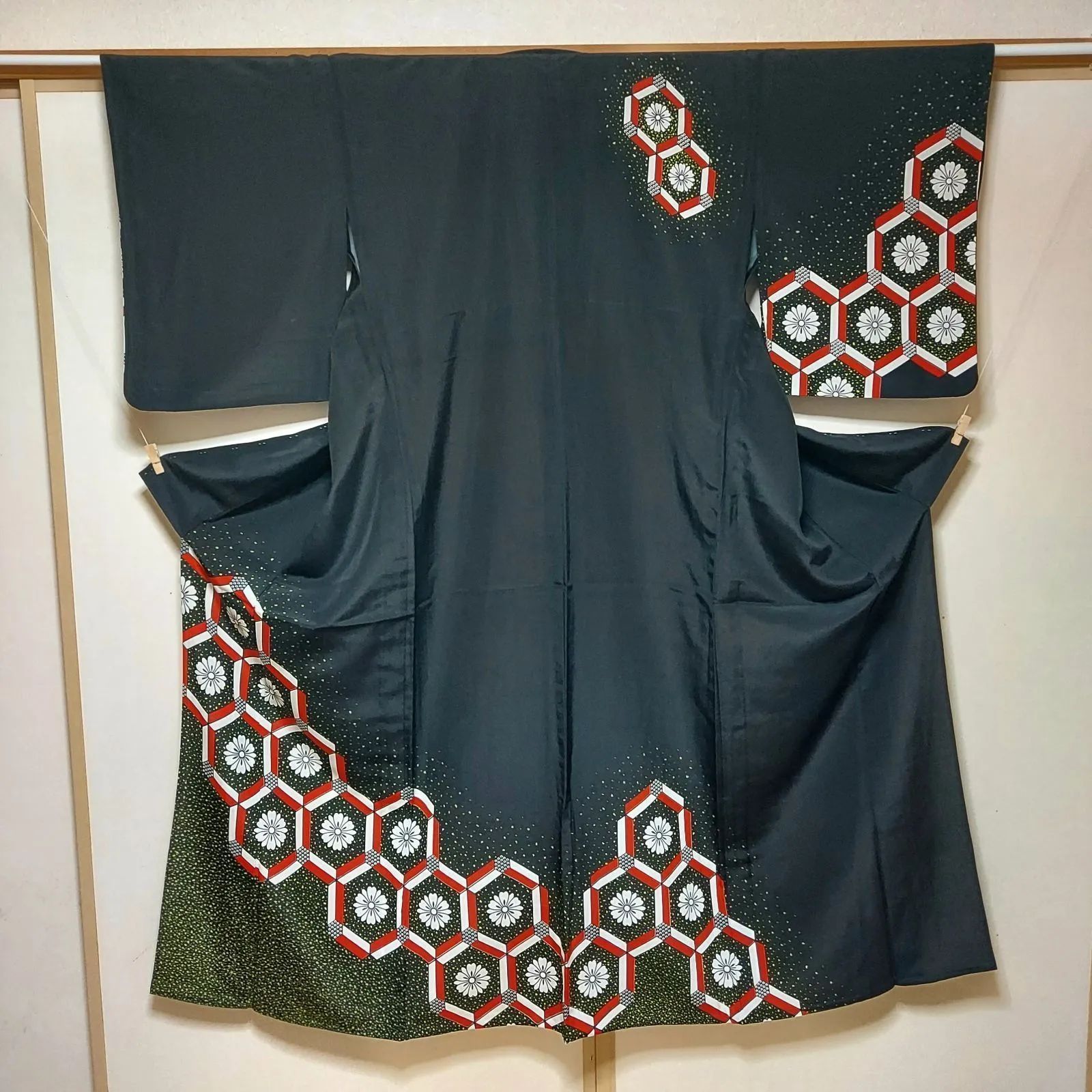 ポリエステル着物専門店in.style◆舞台衣裳◆付下訪問着◆着物◆踊り◆単衣◆身幅広め◆裄64.5cm◆丈153.5cm