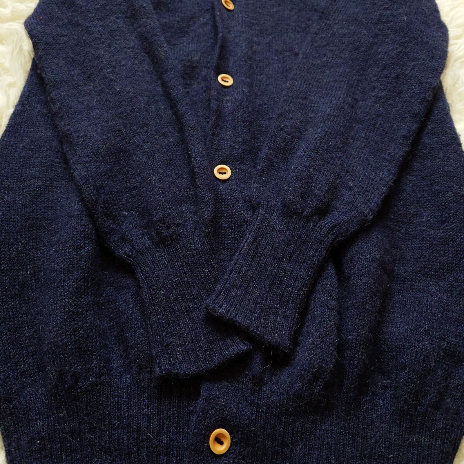 45R ウールアルパカカーディガン 45R 45rpm アルパカ ウール 華夏 長袖 クルーネック ロング