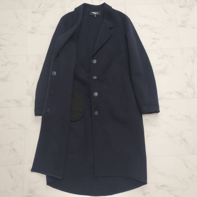 PAULE KA ポールカ カシミヤ混 ウールリバーコート バッグデザイン
