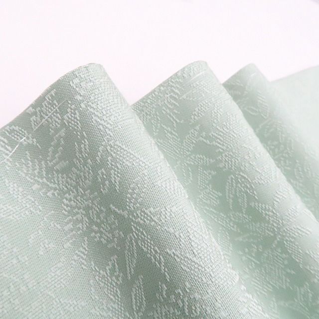 ❁tomihisa❁ 桐竹鳳凰地紋 着物 正絹 仕付け糸付 トールサイズ 青磁色に気品と優しさを写して 色無地 7400