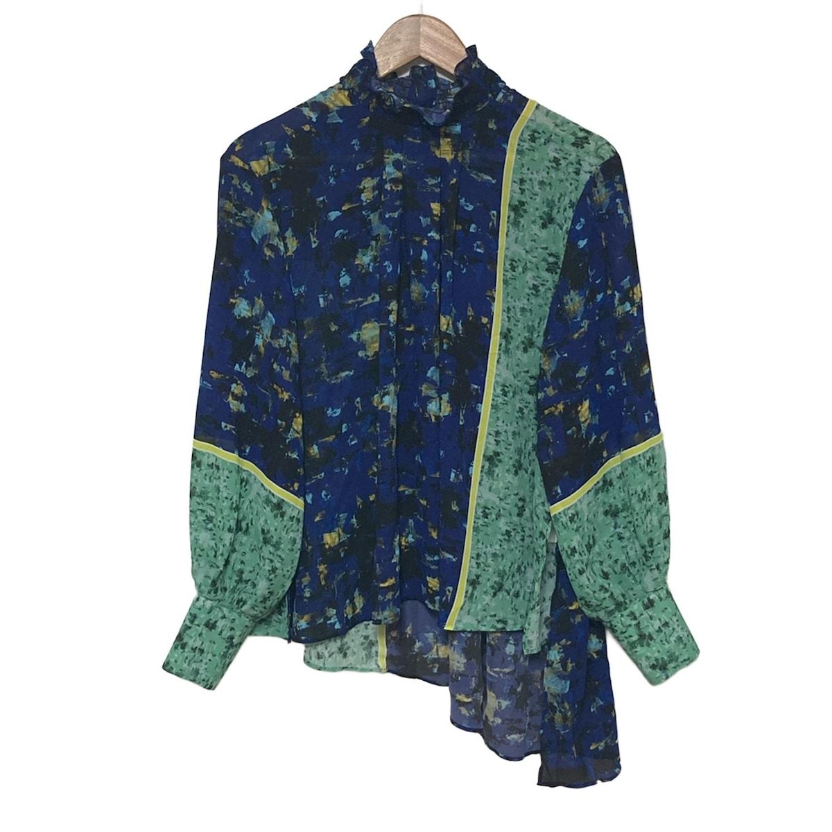 ADORE アドーア 長袖シャツブラウス サイズ38 M レディース ネイビー グリーン マルチ