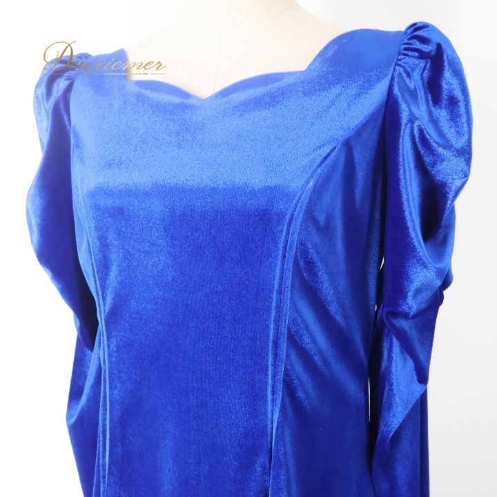 フラダンス 衣装 ワンピース ドレス ブルー系 カパリリ ベロア 光沢 ハワイアン Kapalili レッスン 練習 フラ ダンス 感 長袖 華やか 鮮やか 大人っぽい 無地 シンプル 青 フ アロハ 上品 おしゃれ フェスティバル 祭り パーティー