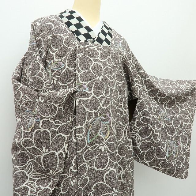  六花-RIKKA- 正絹 ロング丈 桜 蝶 道行コート 着物 A 4190 羽織 着物 浴衣