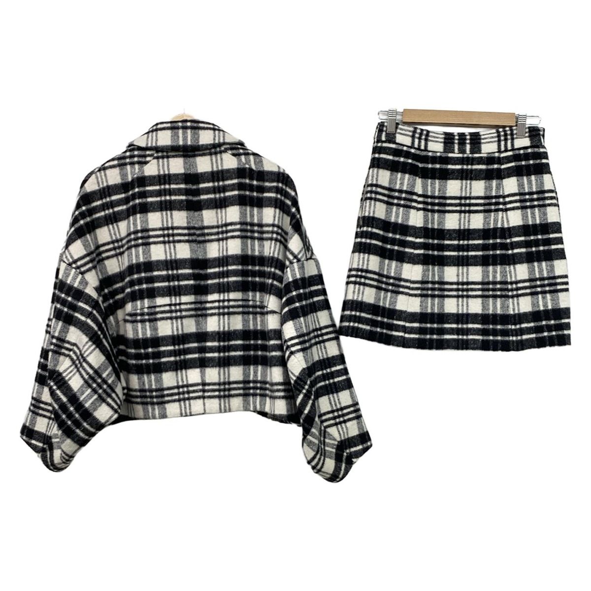 snidel スナイデル スカートセットアップ レディース - 黒×白 チェック柄