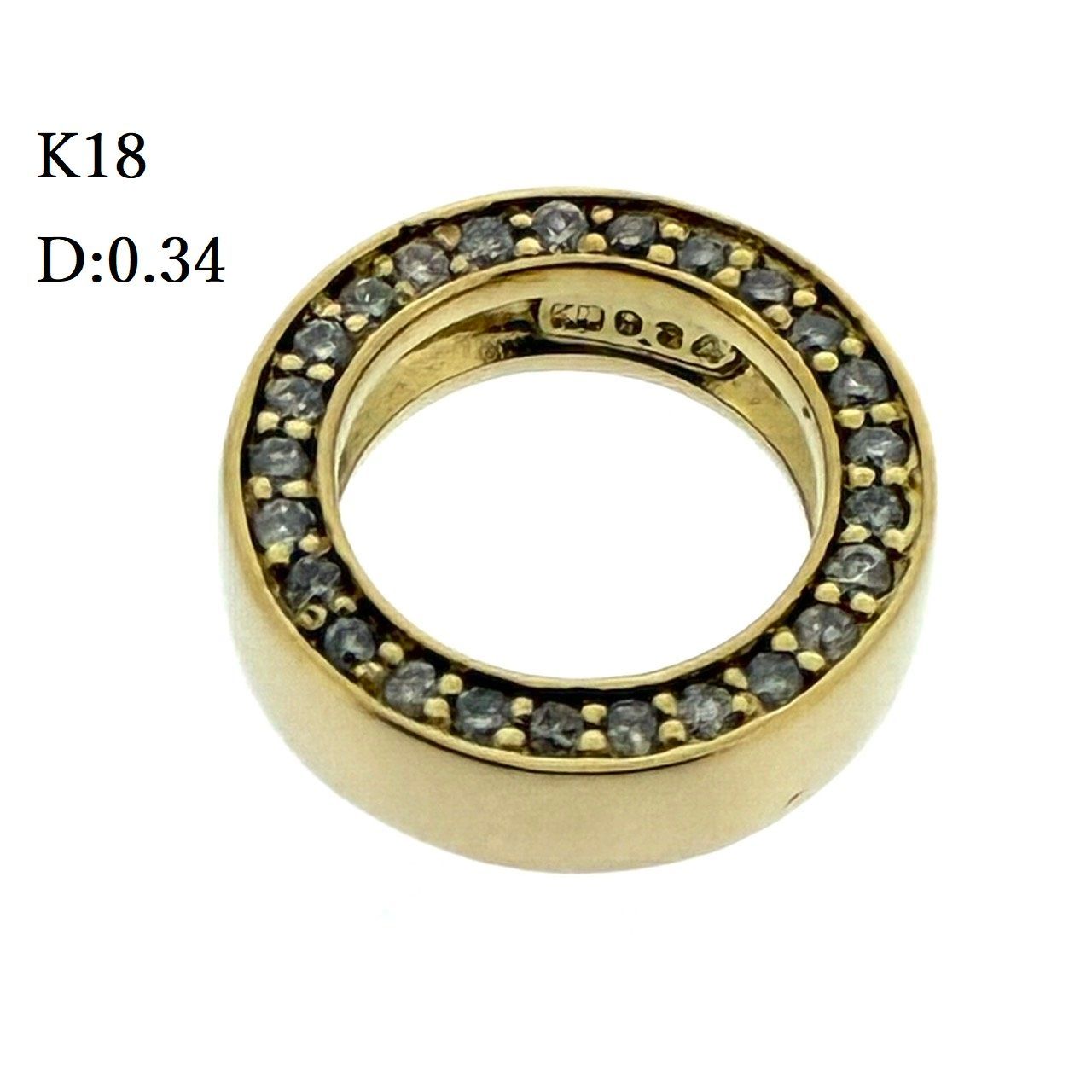 新品仕上済み K18YG ダイヤモンド トップ D:0.34ct 両面ダイヤ ダイヤ