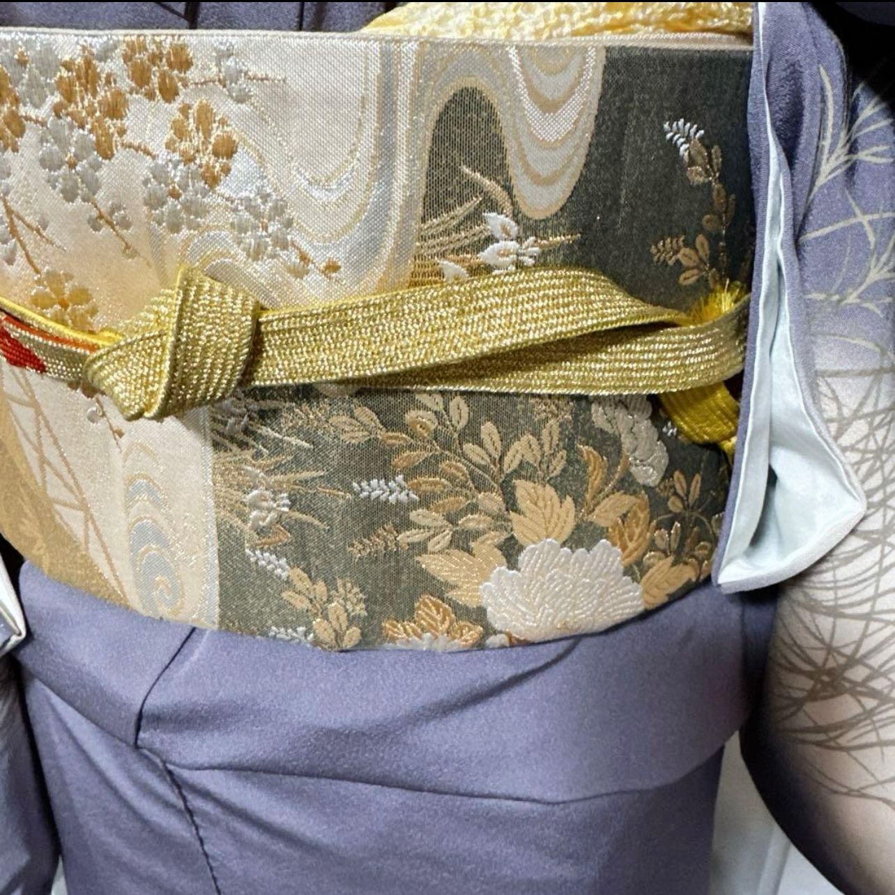 未使用近い　美品　袷　正絹　縮緬　訪問着　フルセット　西陣唐織金箔袋帯 未使用近い 美品 袷 正絹 縮緬 友禅 訪問着 フルセット 西陣唐織