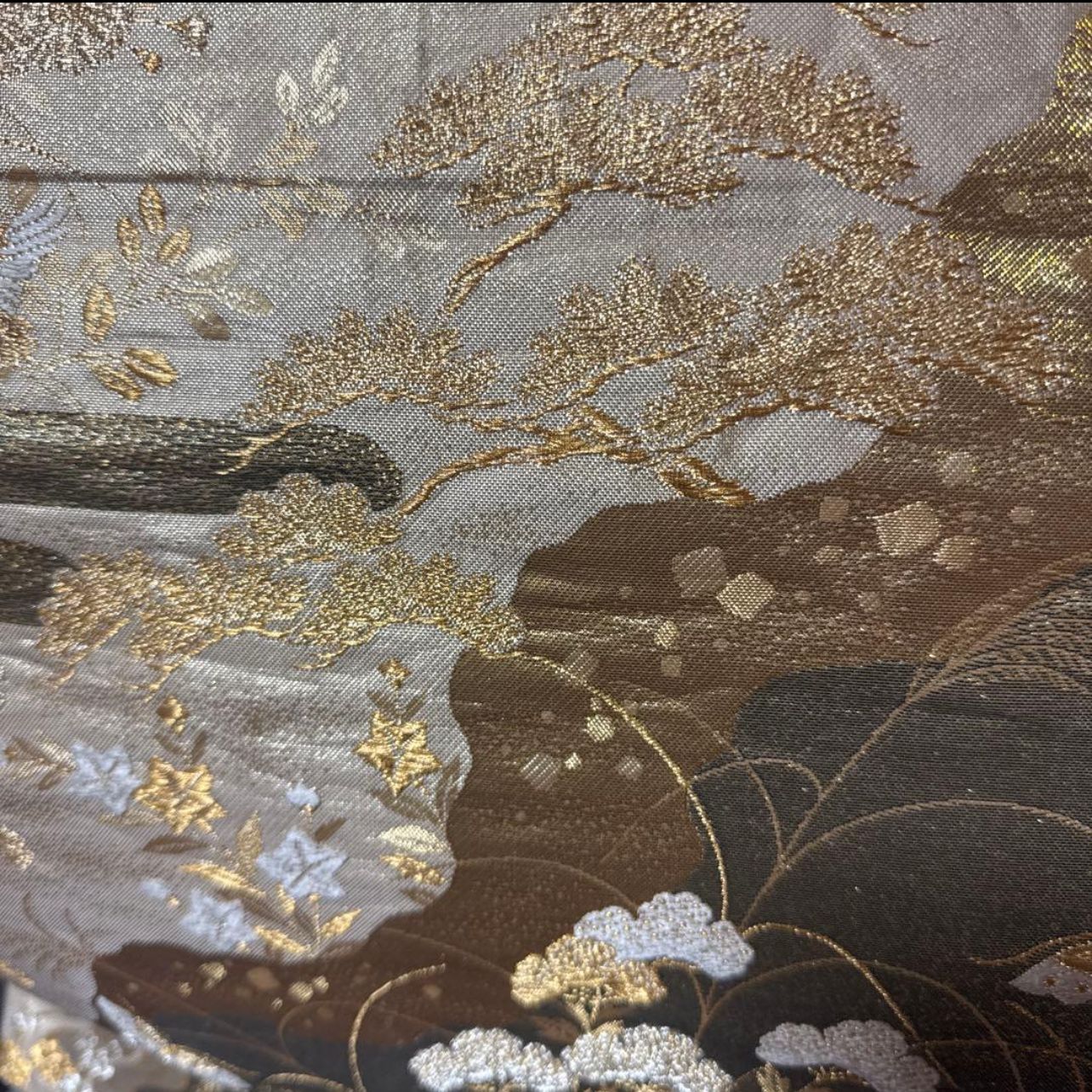 新品 美品 袷 正絹 縮緬 訪問着 フルセット 西陣唐織金箔袋帯 - メルカリ