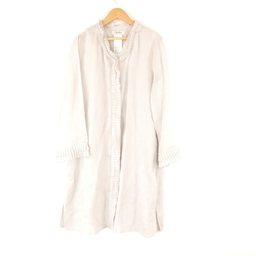 美品 Smaxmara エスマックスマーラ シャツワンピース 40(M) 麻 長袖