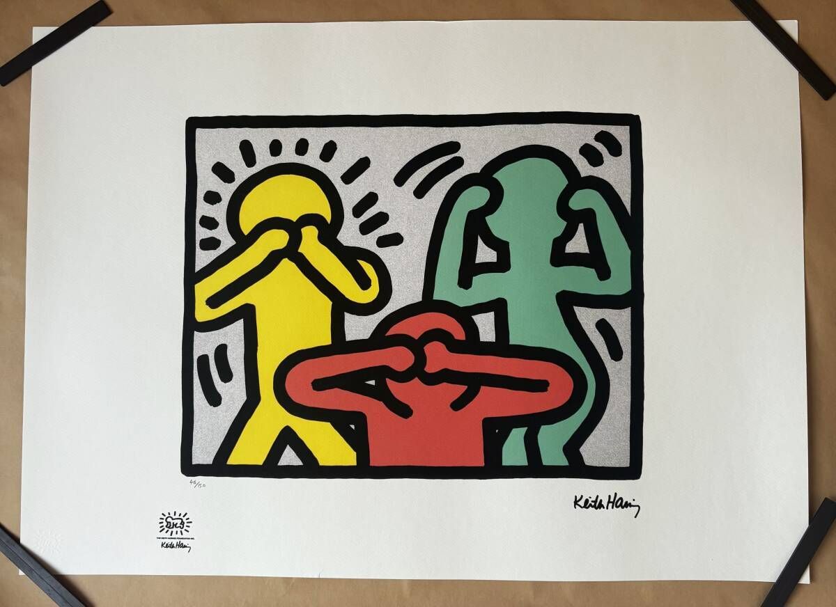 バ*レ様 レア！限定版リトグラフ Keith Haring キースヘリング 【送 レア物】Keith Haring（キース・ヘリング）「Pop Shop III」 サイン