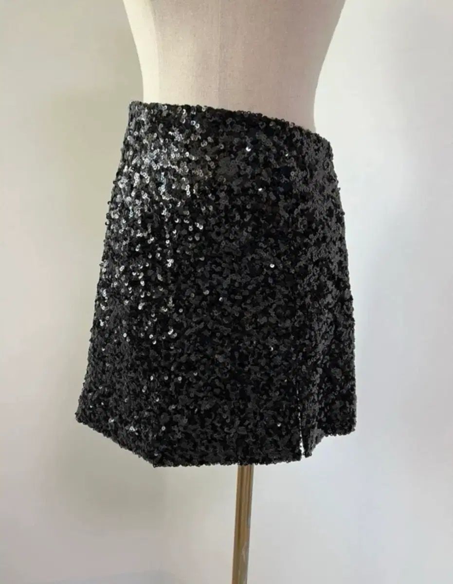 斜めボーダー スリット スパンコール スカート S