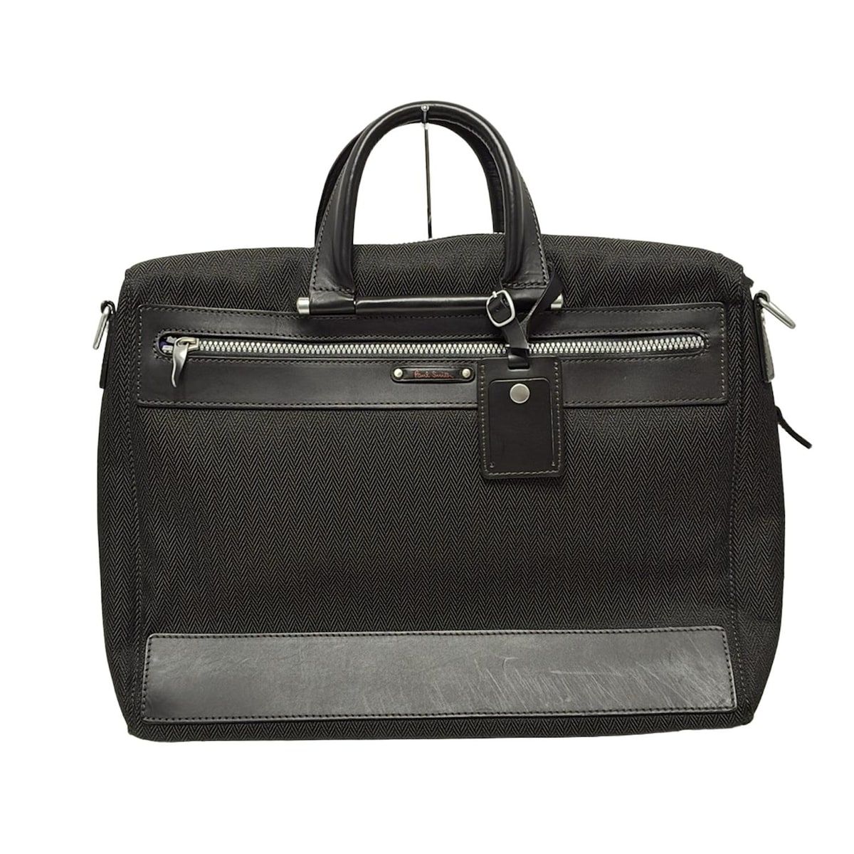 PaulSmith ポールスミス ビジネスバッグ - ダークグレー×黒 本体ロックなし レザー