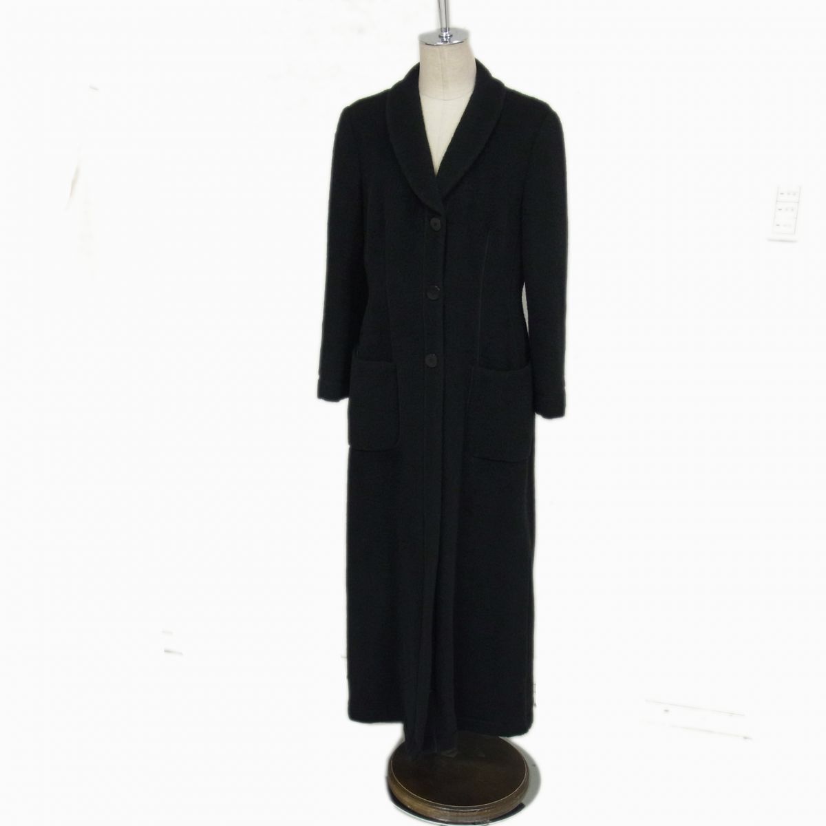 定価20万◇ARMANI COLLEZIONI ラマウール ロングコート ブラック