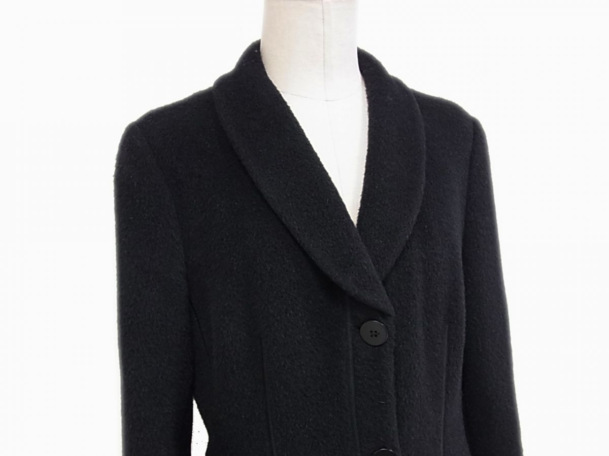 定価20万◇ARMANI COLLEZIONI ラマウール ロングコート ブラック