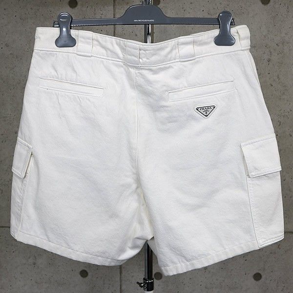 PRADA プラダ トライアングルロゴ カーゴ ショーツ ハーフパンツ メンズ size M 白 101441