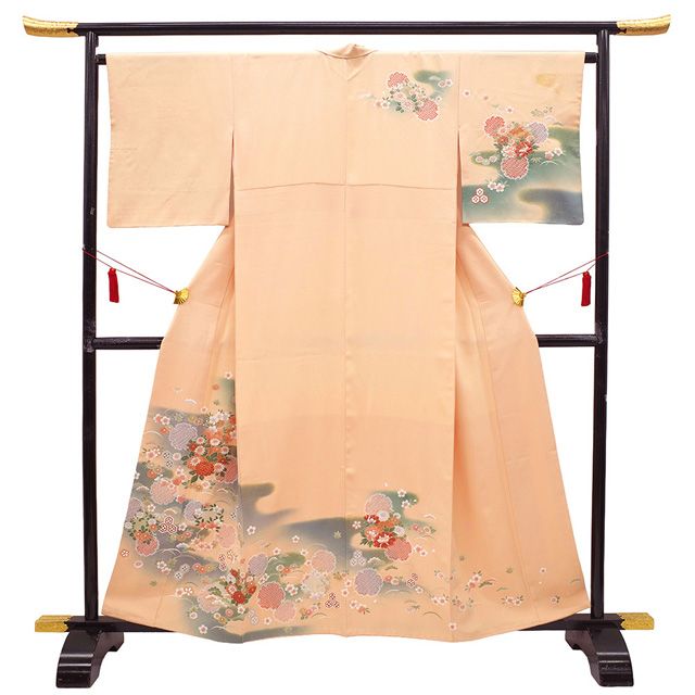 新古品】 訪問着 着物 未使用 フォーマル 正絹 袷 金駒刺繍 刺繍 絞り