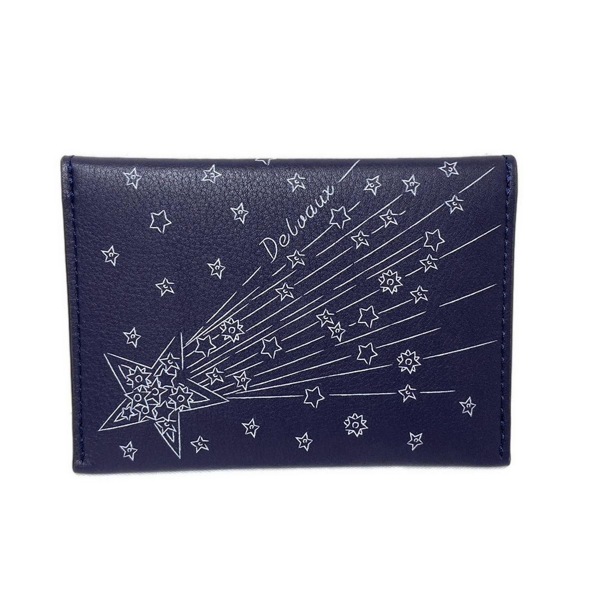 DELVAUX デルボー カードケース - ダークネイビー×白 スター 星 レザー