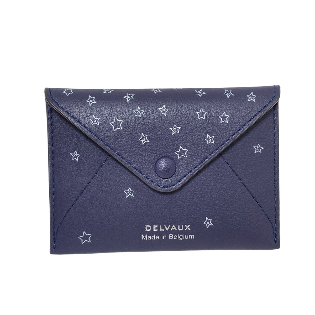 DELVAUX デルボー カードケース - ダークネイビー×白 スター 星 レザー
