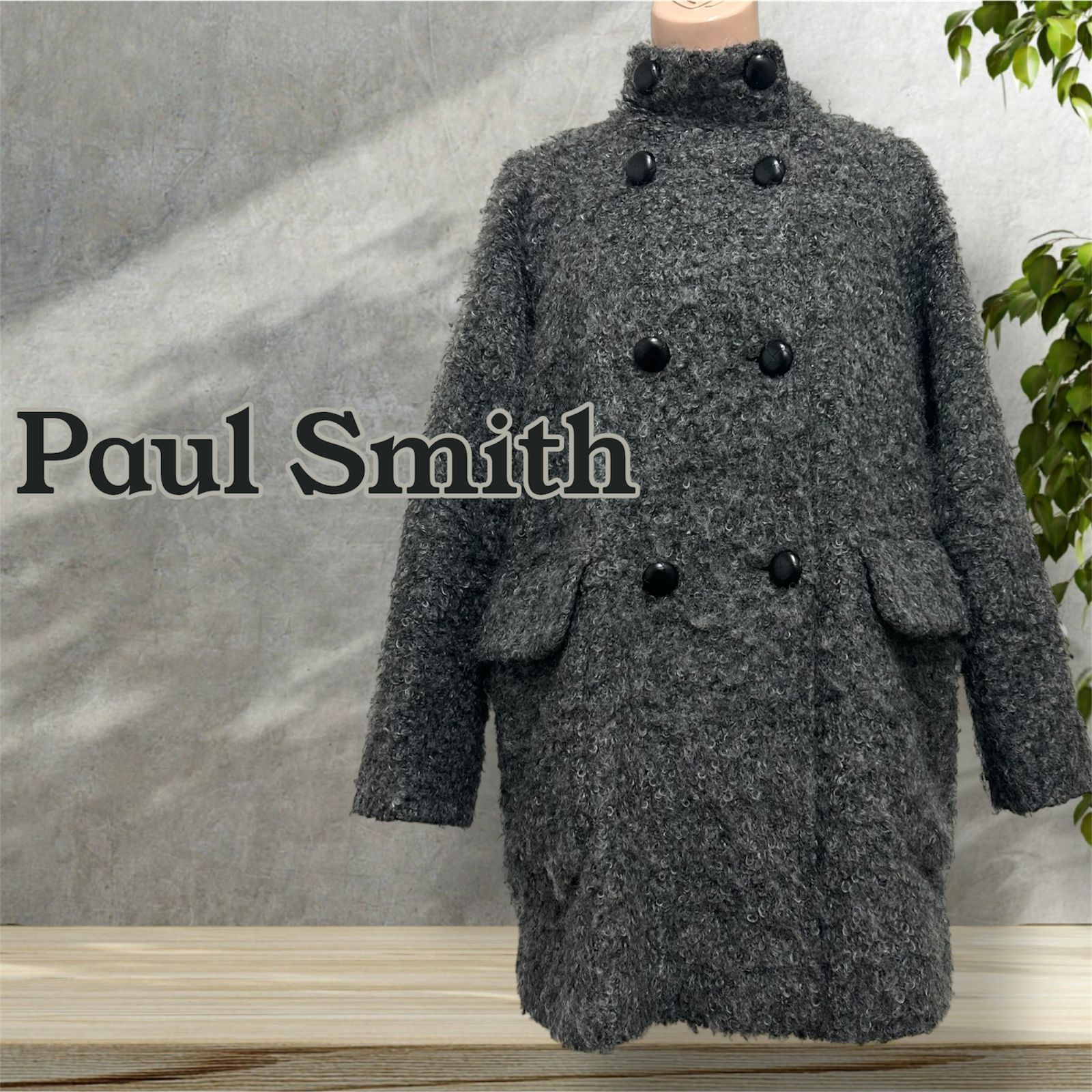 美品✨パパス メルトンウールコート ワッペン くるみボタン グレー XL相当 ウール ショートコート & スカーフ｜Ron Herman(ロンハーマン