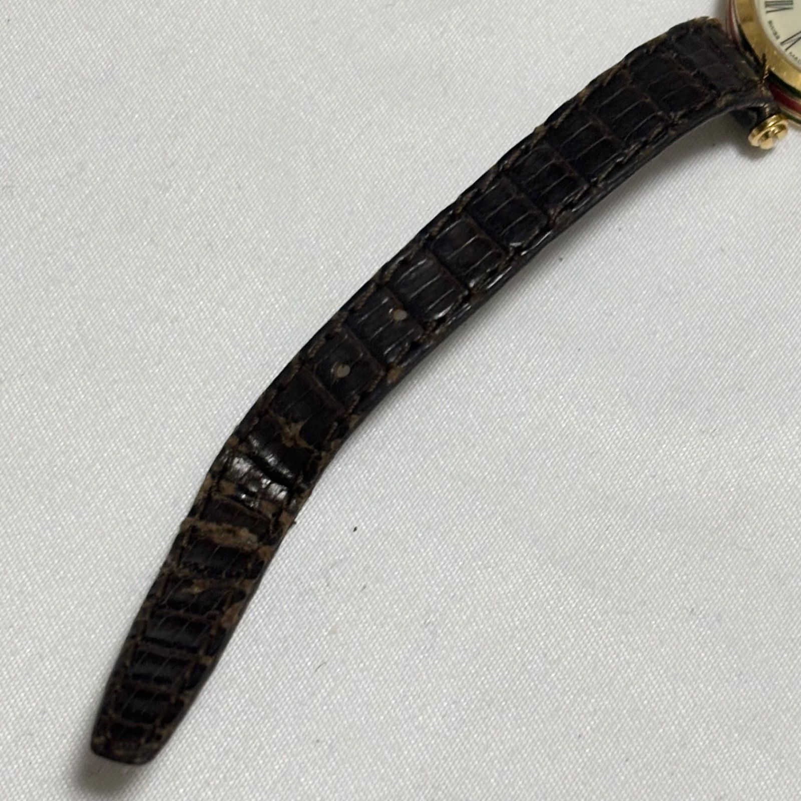  GUCCI グッチ クォーツ腕時計 シェリーライン アイボリー×ブラウン 電池切れ 動作未 品 腕時計(クォーツ) 腕時計(アナログ)