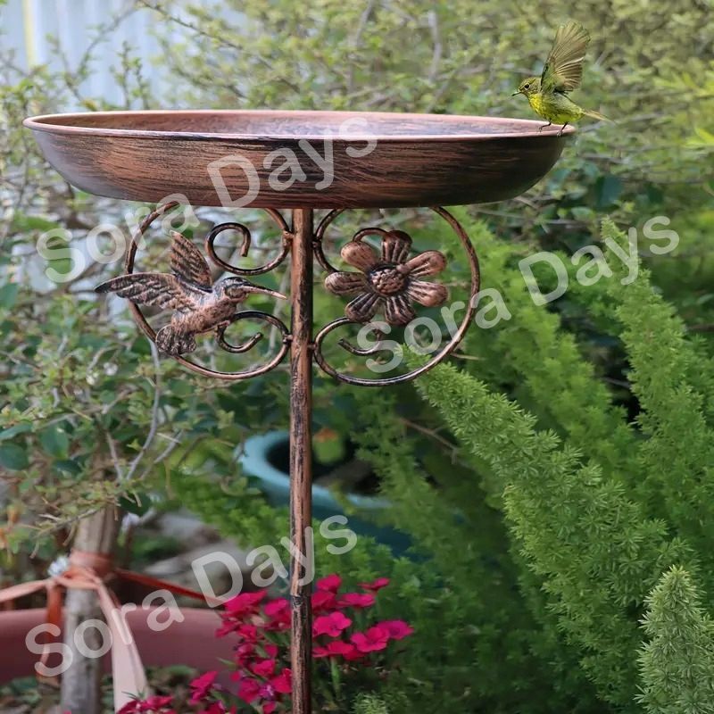 ガーデンオブジェ バードバス ヴィンテージ調鋳鉄製 鳥用ウォーター