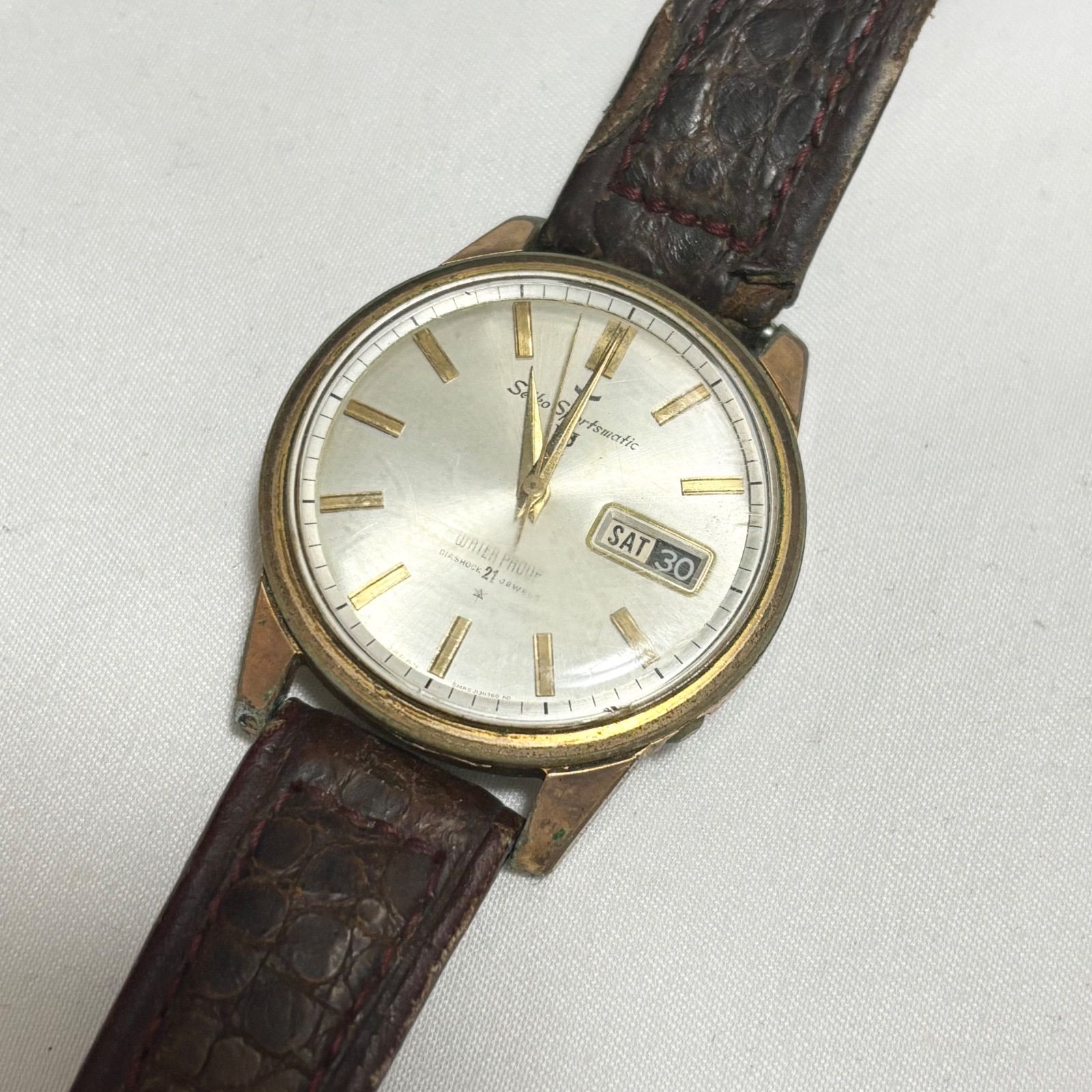 ジャンク不動 SEIKO 5 Sportsmatic 自動巻き 21石 6619-7990 黒文字盤