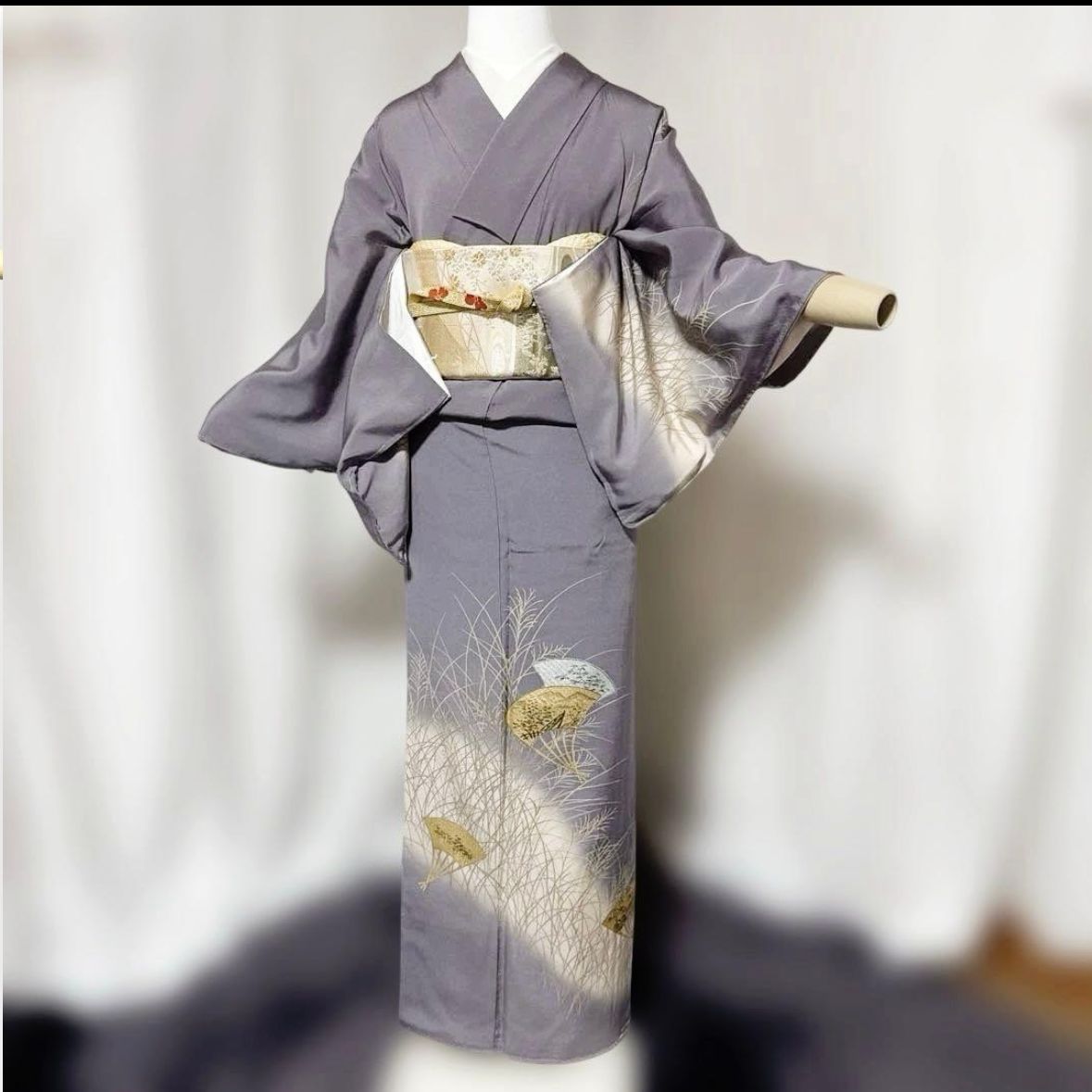 新品 美品 袷 正絹 縮緬 訪問着 フルセット 西陣唐織金箔袋帯 - メルカリ