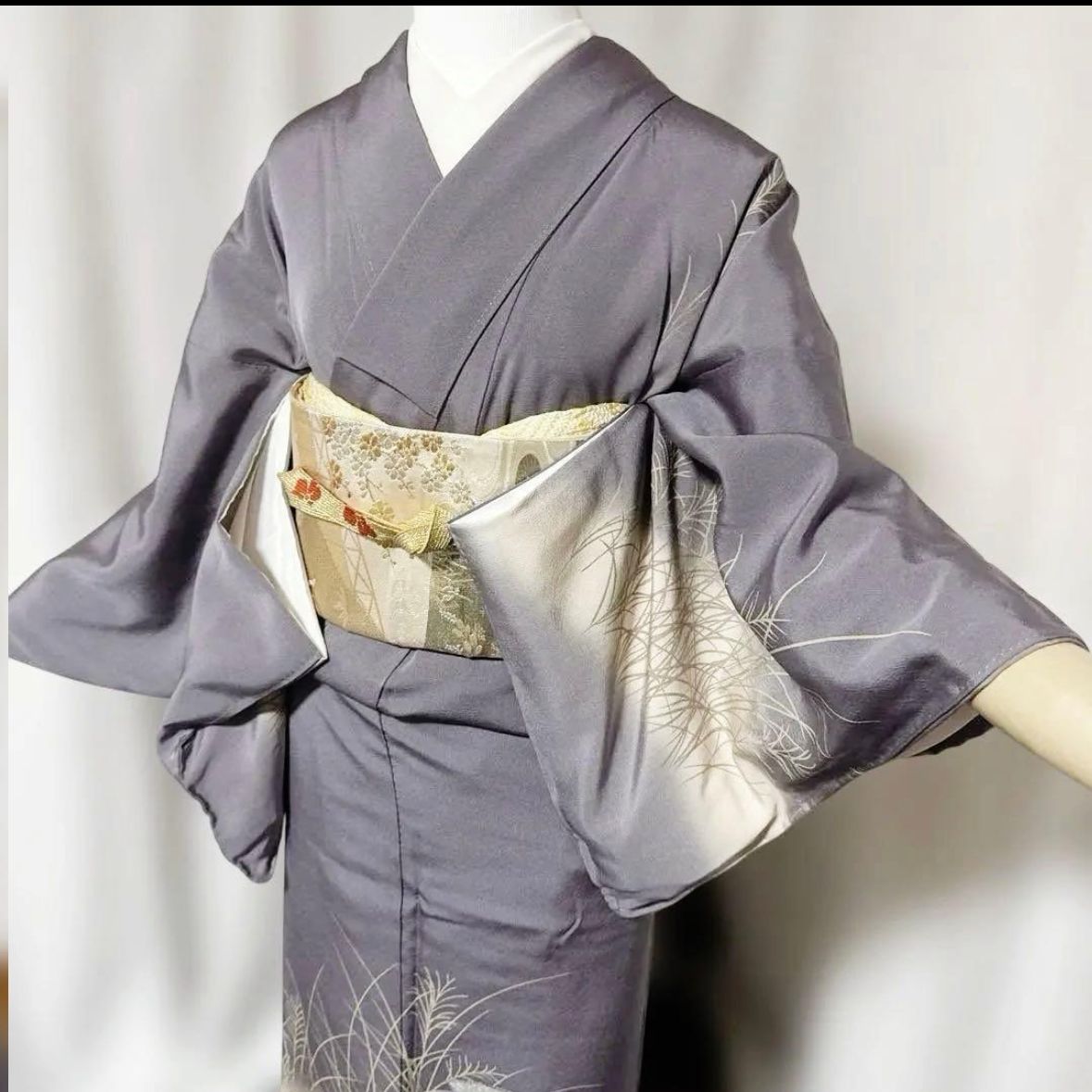 新品 美品 袷 正絹 縮緬 訪問着 フルセット 西陣唐織金箔袋帯 - メルカリ