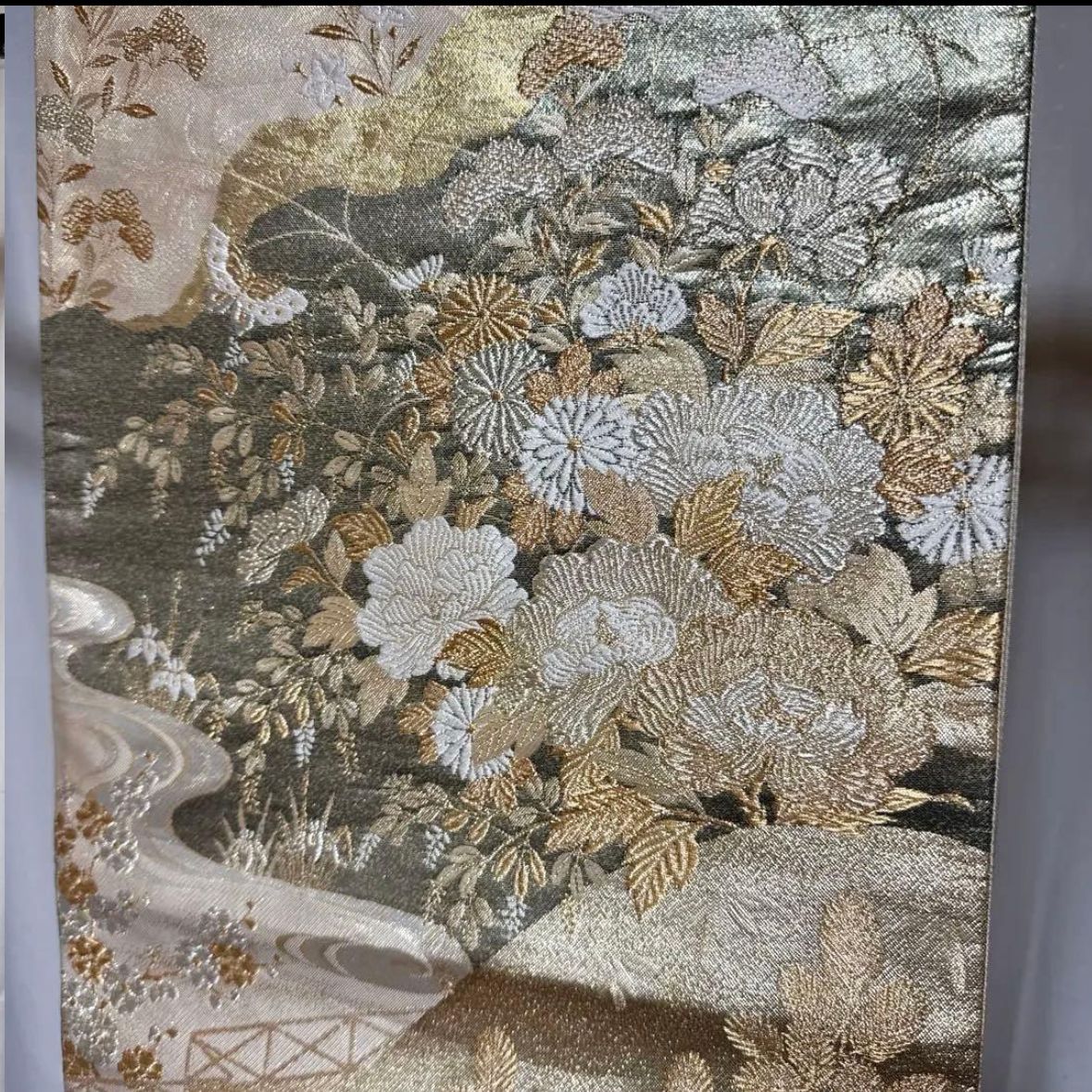 新品 美品 袷 正絹 縮緬 訪問着 フルセット 西陣唐織金箔袋帯 - メルカリ