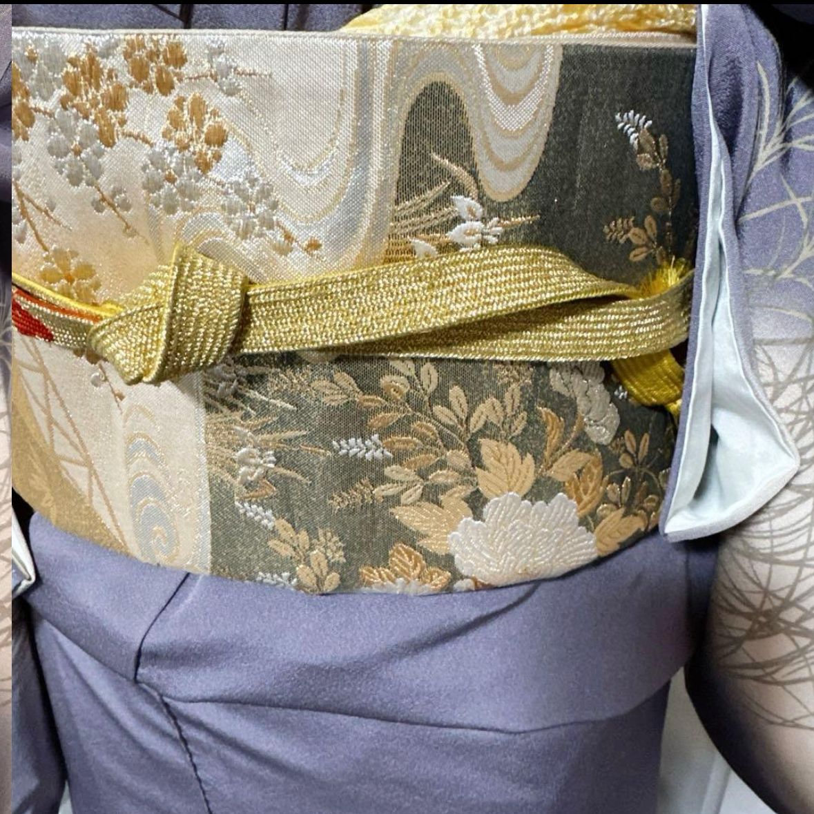 新品 美品 袷 正絹 縮緬 訪問着 フルセット 西陣唐織金箔袋帯 - メルカリ