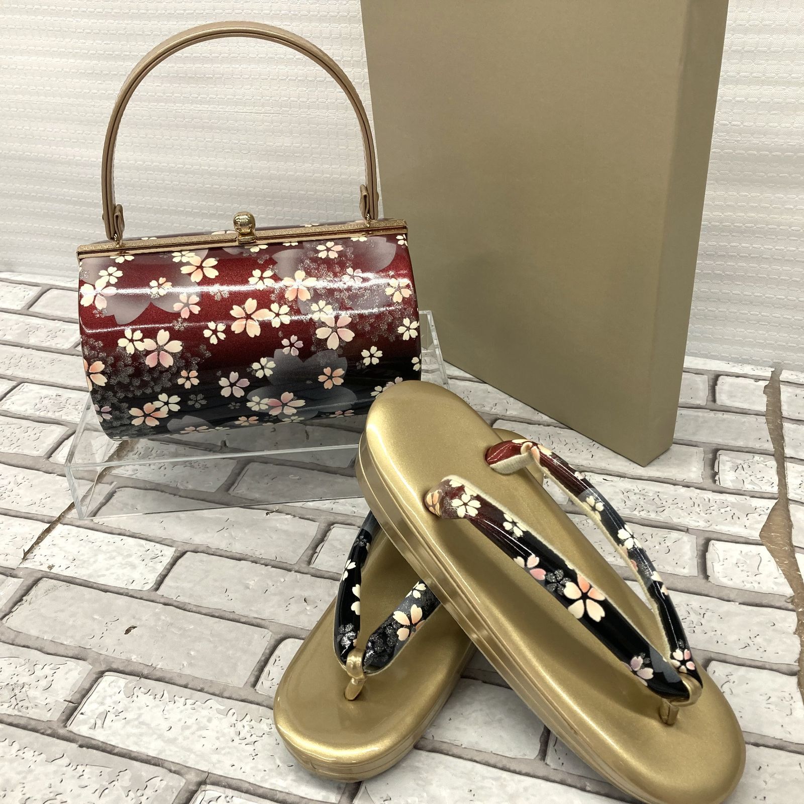 和装 成人式/卒業式などに 草履/バック2点セット サクラ柄 草履サイズ