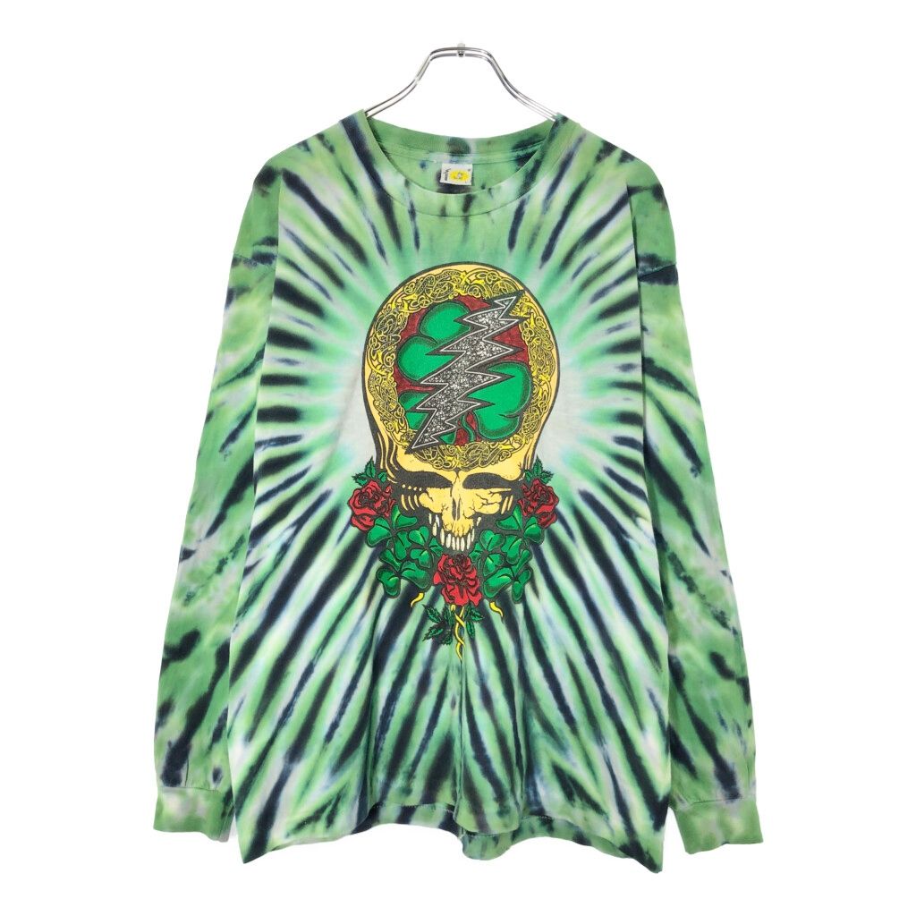 90年代 SUNDOG DEAD グレイトフル デッド 長袖Ｔシャツ バンド タイダイ グリーン メンズ L 古着 X 0337