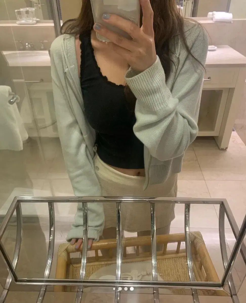 TANNAT ニット ジップアップ ミント