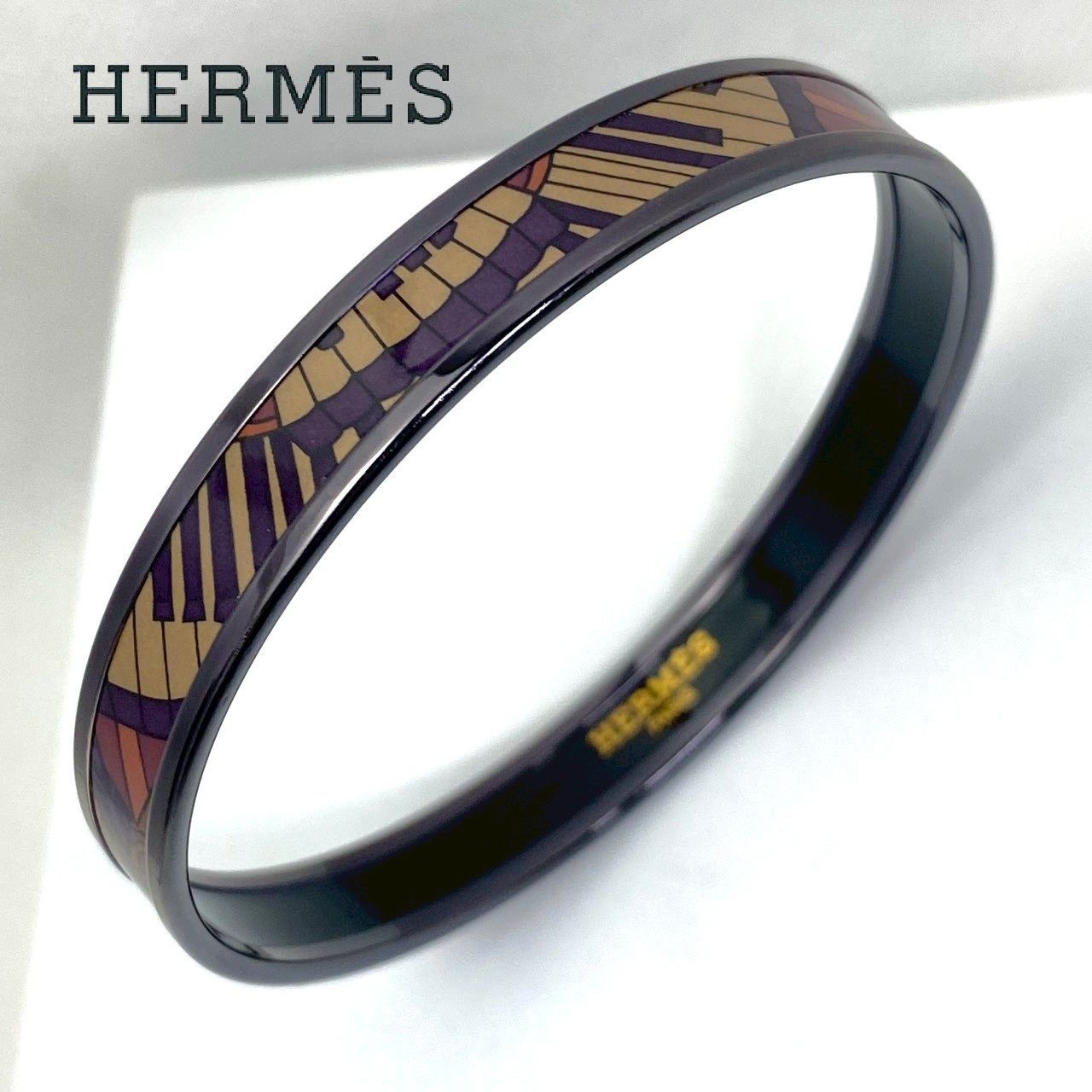 2888 HERMES エルメス エマイユ エナメルバングル BK