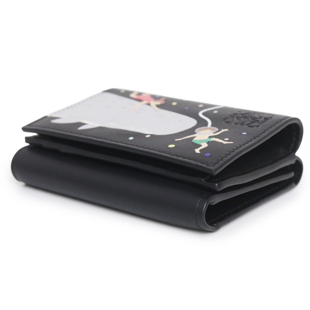  ロエベ トライフォールド ウォレット スナ フジタ コラボ クジラ 鯨 三つ折り財布 ナパカーフ レザー マルチ ブラック シルバー金具 LOEWE 三つ折り財布 折り財布