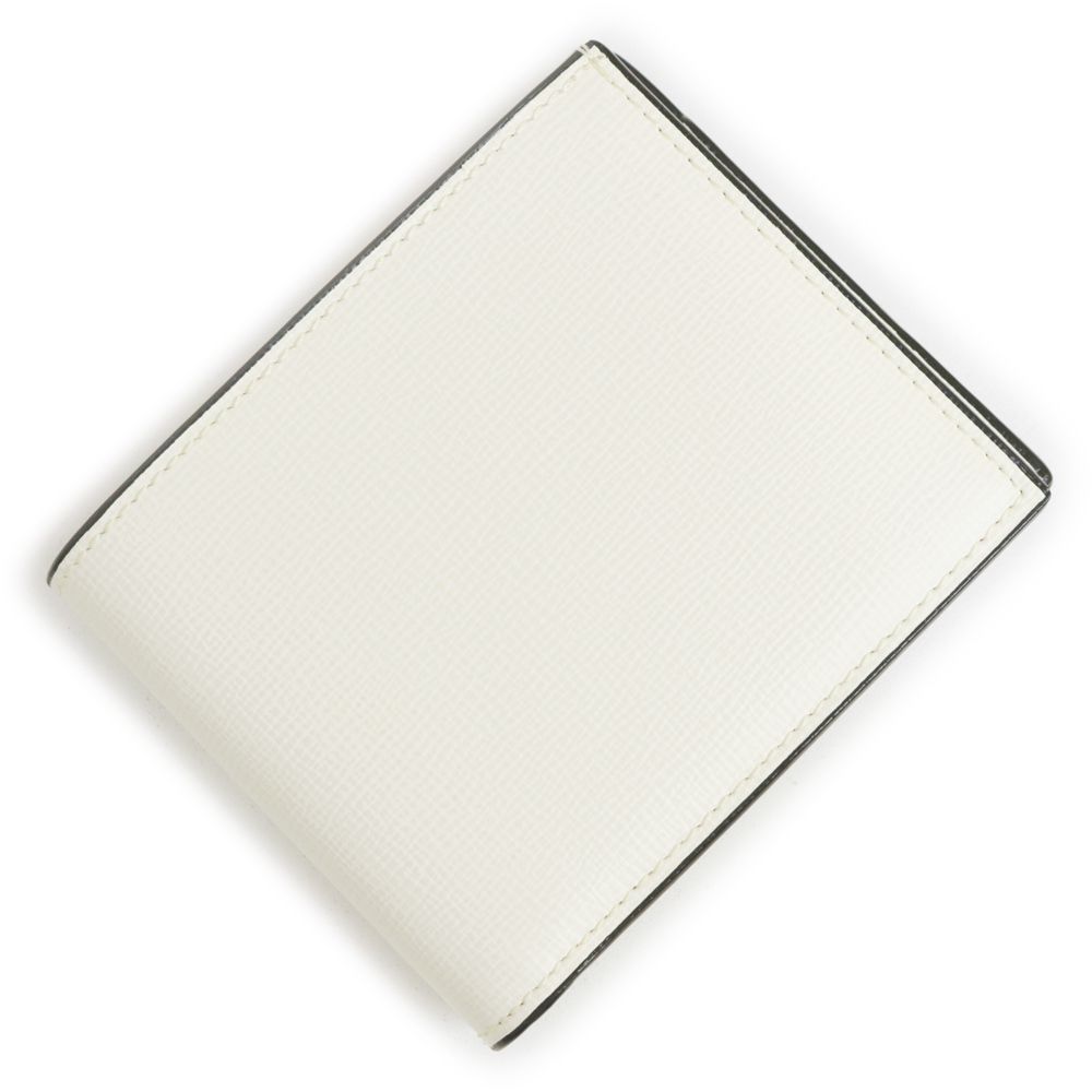 ヴァレクストラ 小銭入れ付き 4カード 二つ折り財布 グレインカーフ レザー ホワイト シルバー金具 Valextra