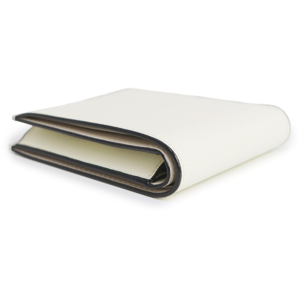  ヴァレクストラ 小銭入れ付き 4カード 二つ折り財布 グレインカーフ レザー ホワイト シルバー金具 Valextra 二つ折り財布 折り財布