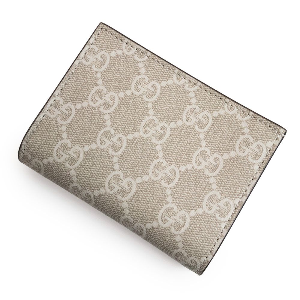  グッチ ダブルG カードケース ウォレット 二つ折り財布 GGスプリームキャンバス レザー ベージュ ホワイト ゴールド金具 658610 GUCCI 二つ折り財布 折り財布