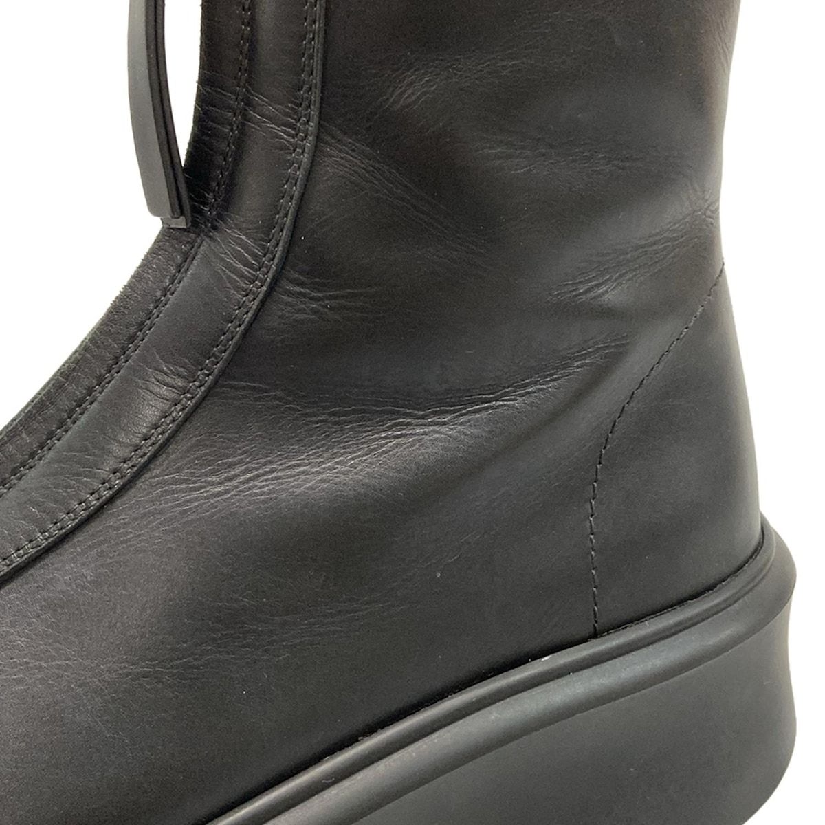  ザロウ ショートブーツ 36 1 2 レディース ジップドブーツ I 黒 フロントジップ クレープソール プラットフォーム レザー ブーティ ブーツ