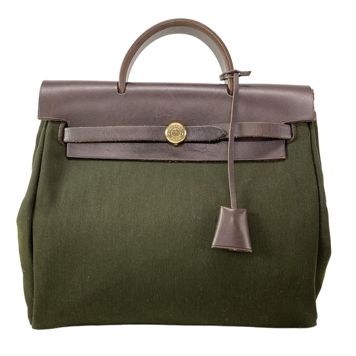 HERMES エルメス リュックサック エールバッグアド カーキ×ダークブラウン ゴールド金具