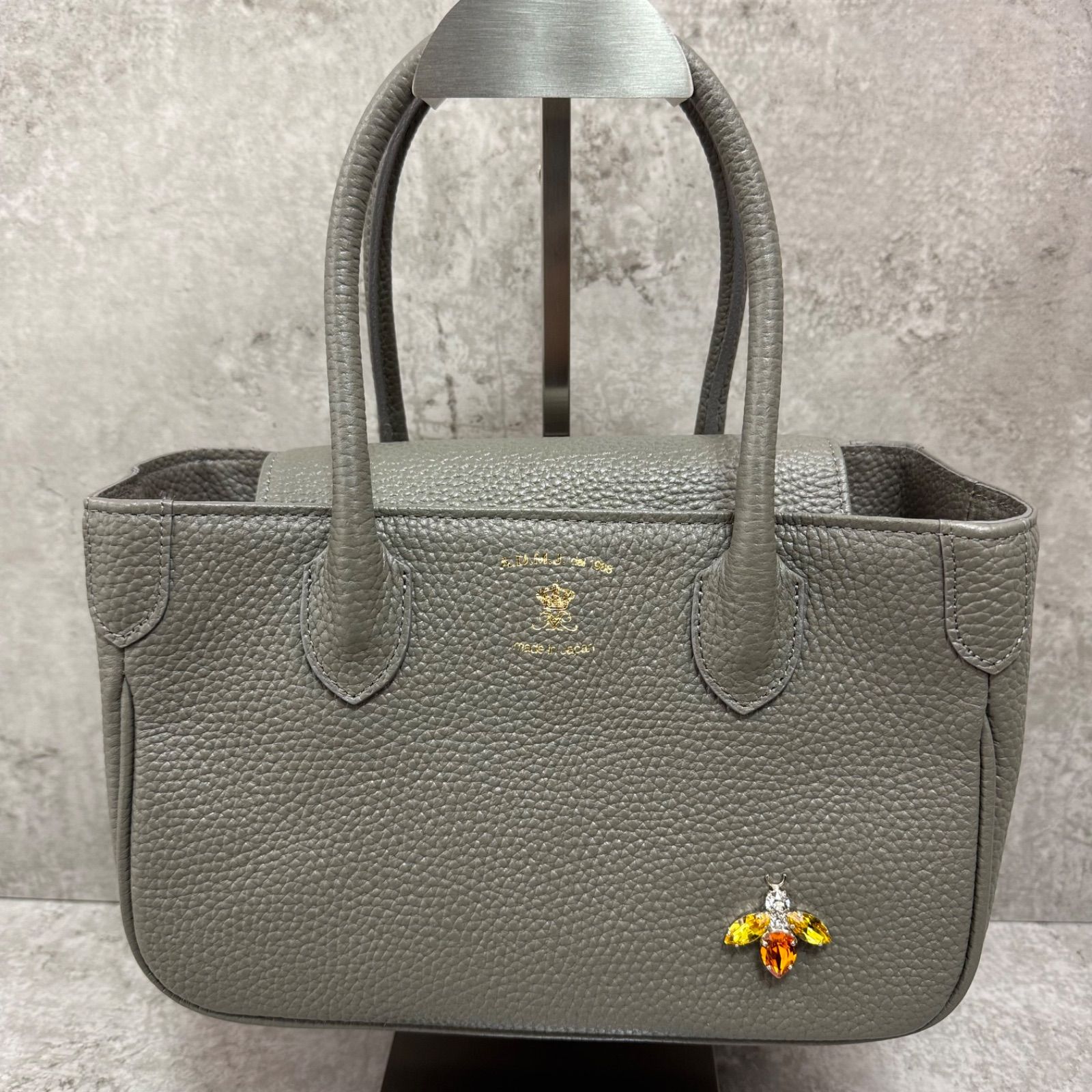 未使用】A.D.M.J. ADMJ ザ・ビー レザー ハンドバッグ 牛革 グレー