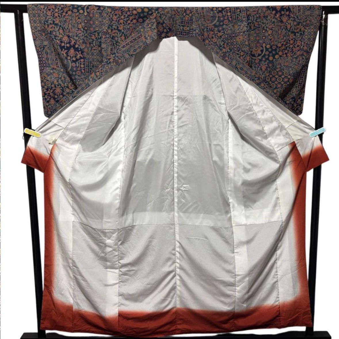 近い 袷 化繊 洗える 縮緬 型染め友禅風 小紋 フルセット