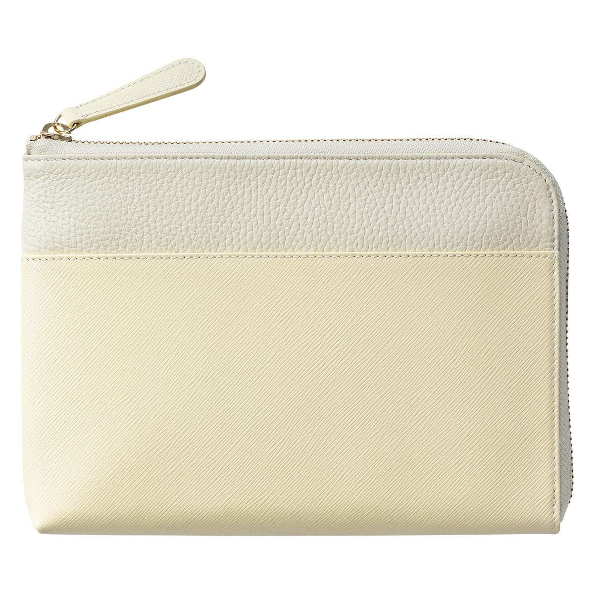 コラーレ 母子手帳ケース 2人用 親子手帳 お薬手帳 ケース 革 本革 通帳ケース 抗菌 L字ファスナー 出産祝い アイボリーホワイト オフホワイト