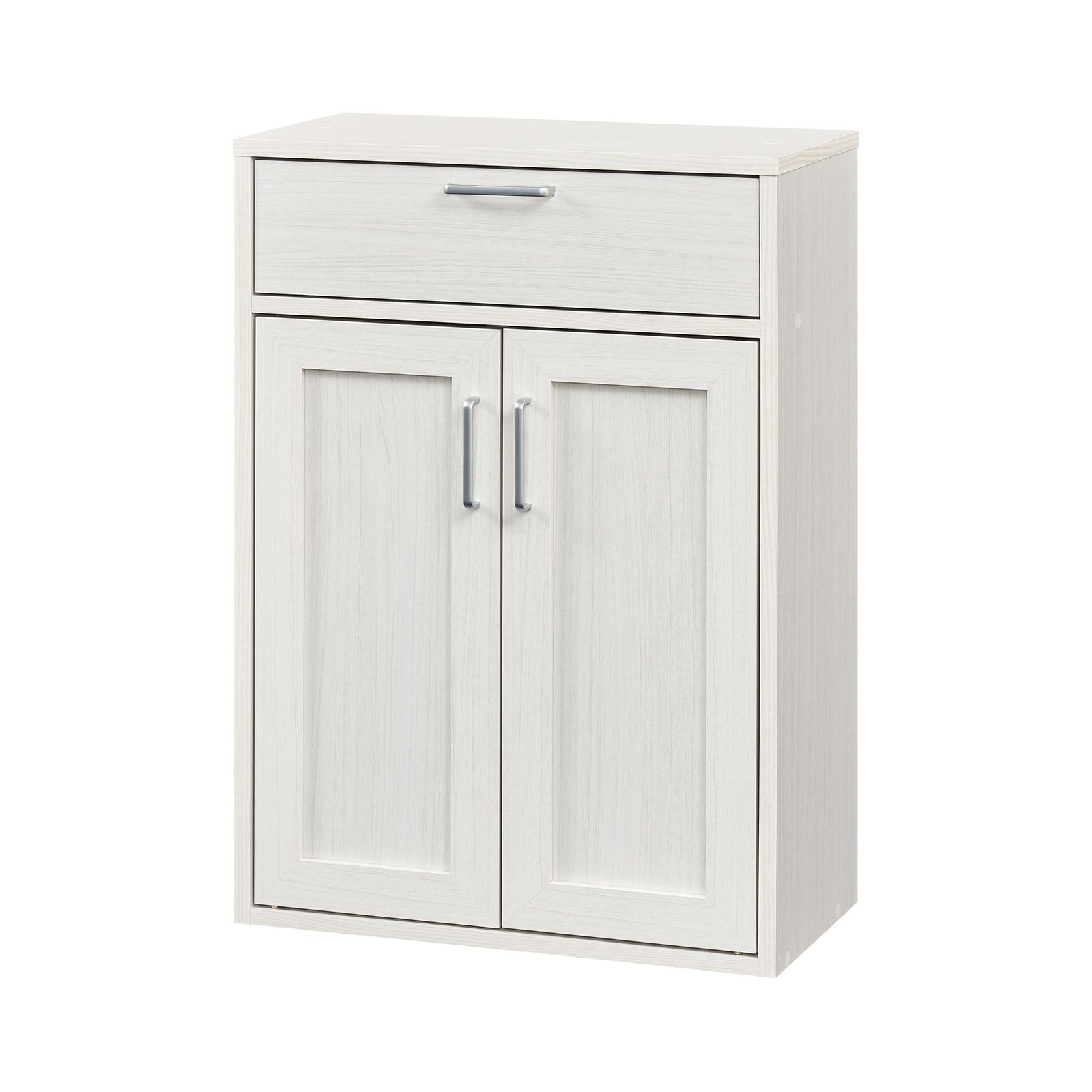 白井産業 キャビネット 食器棚 キッチン収納 同シリーズで 自由自在 一人暮らしの部屋や狭いスペースにぴったりサイズ ホワイト 白木目 ベーシックデザイン 幅56.6×奥行29.5×高さ80 cm FUL- フルニコ