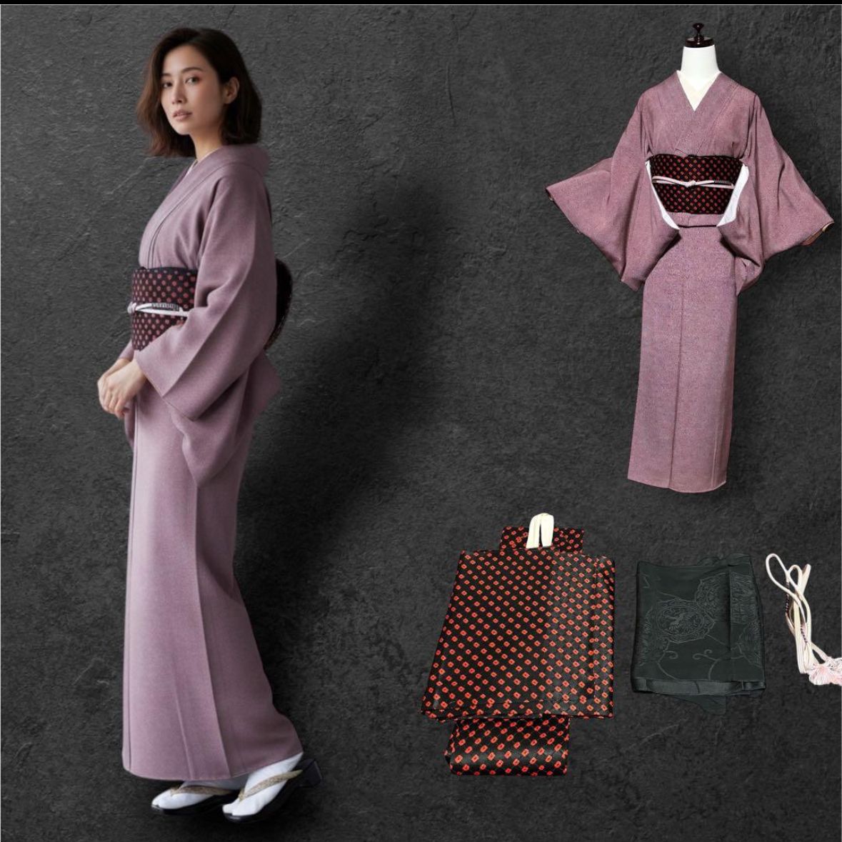 未使用近い 美品 袷 正絹 鮫小紋 フルセット 2部式絞り帯 - メルカリ