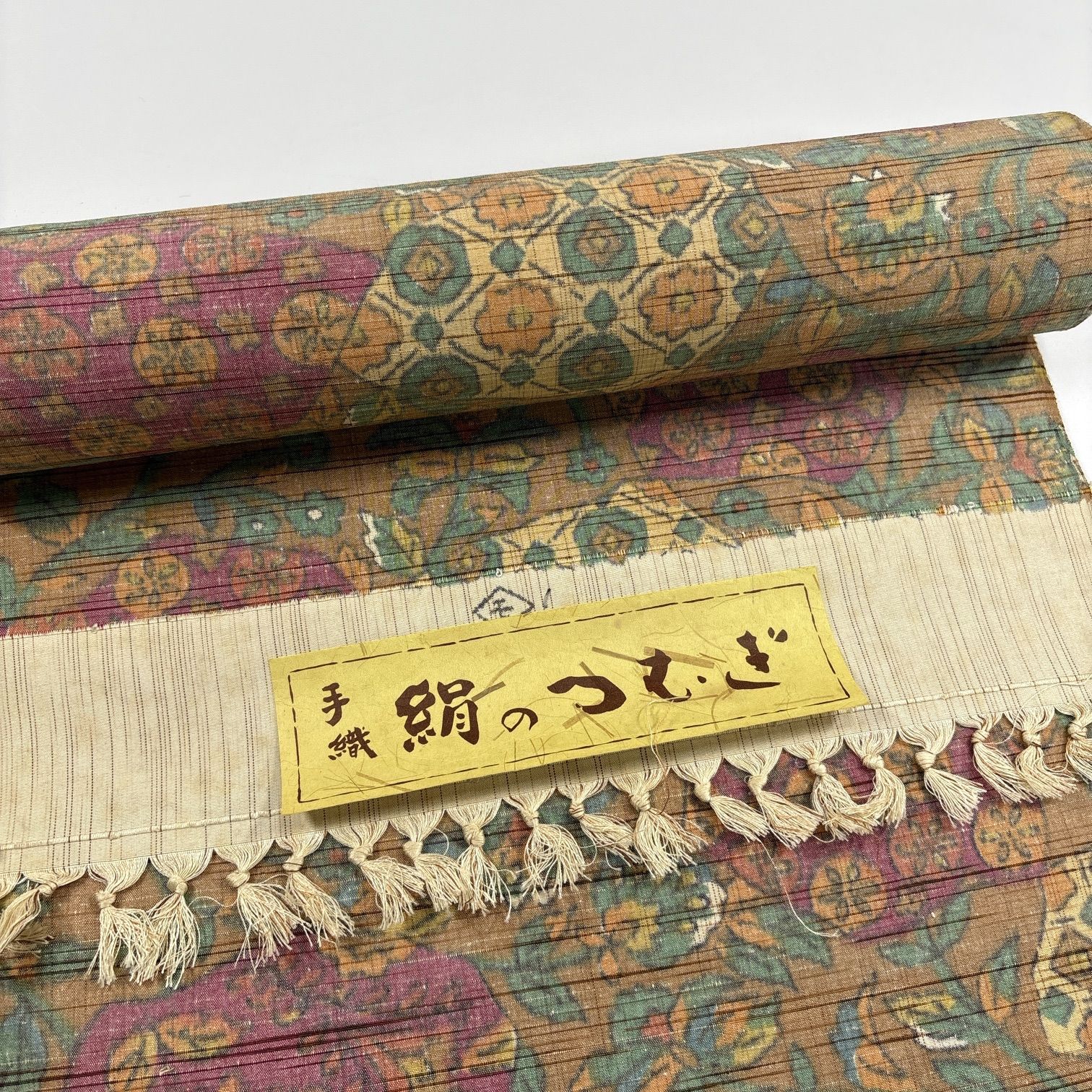 反物 紬 手織り紬 1本 正絹 着物まとめ売り 同梱購入歓迎 リメイク用