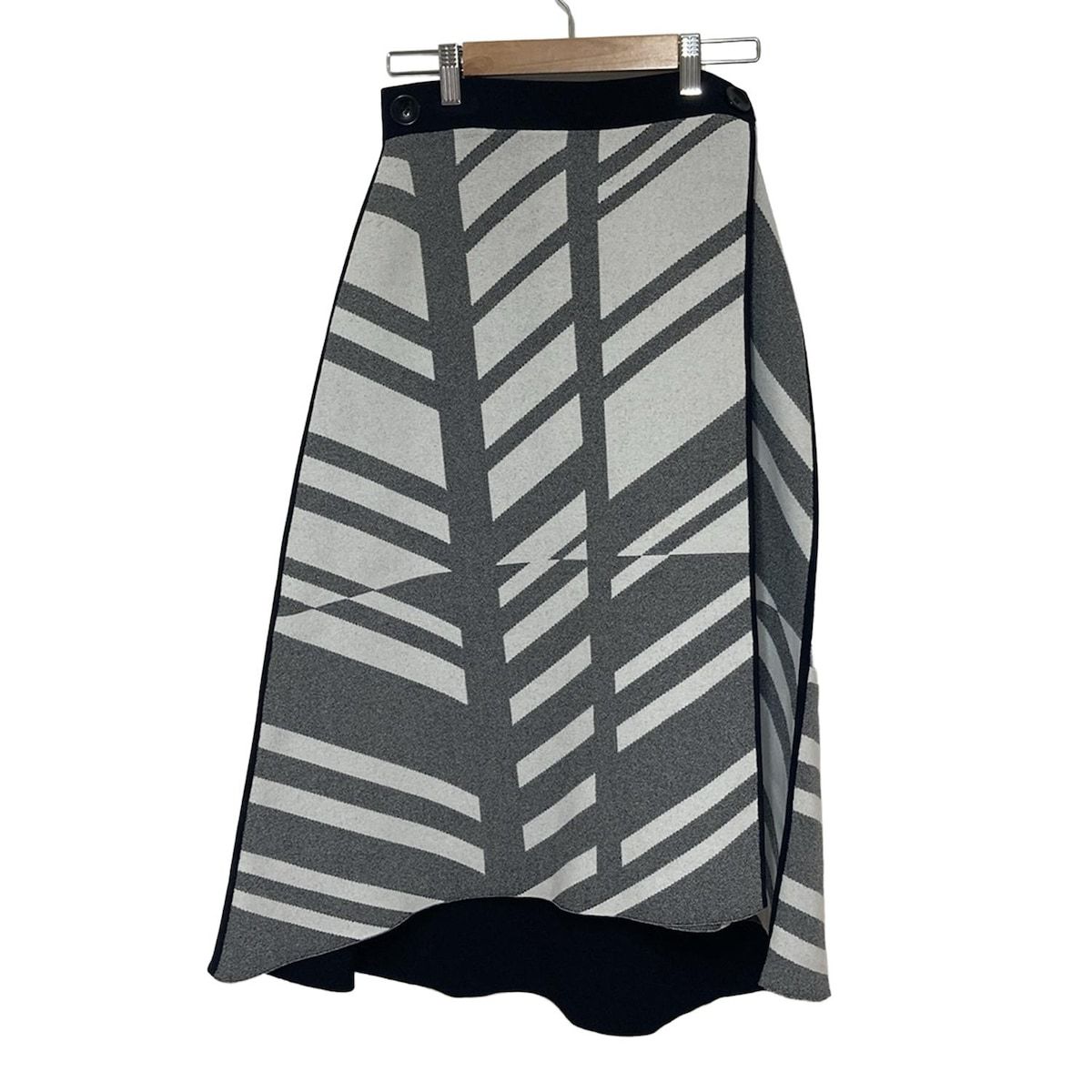 ADORE アドーア 巻きスカート サイズ38 M レディース - 白×ダークグレー×黒 ロング ウエストゴム