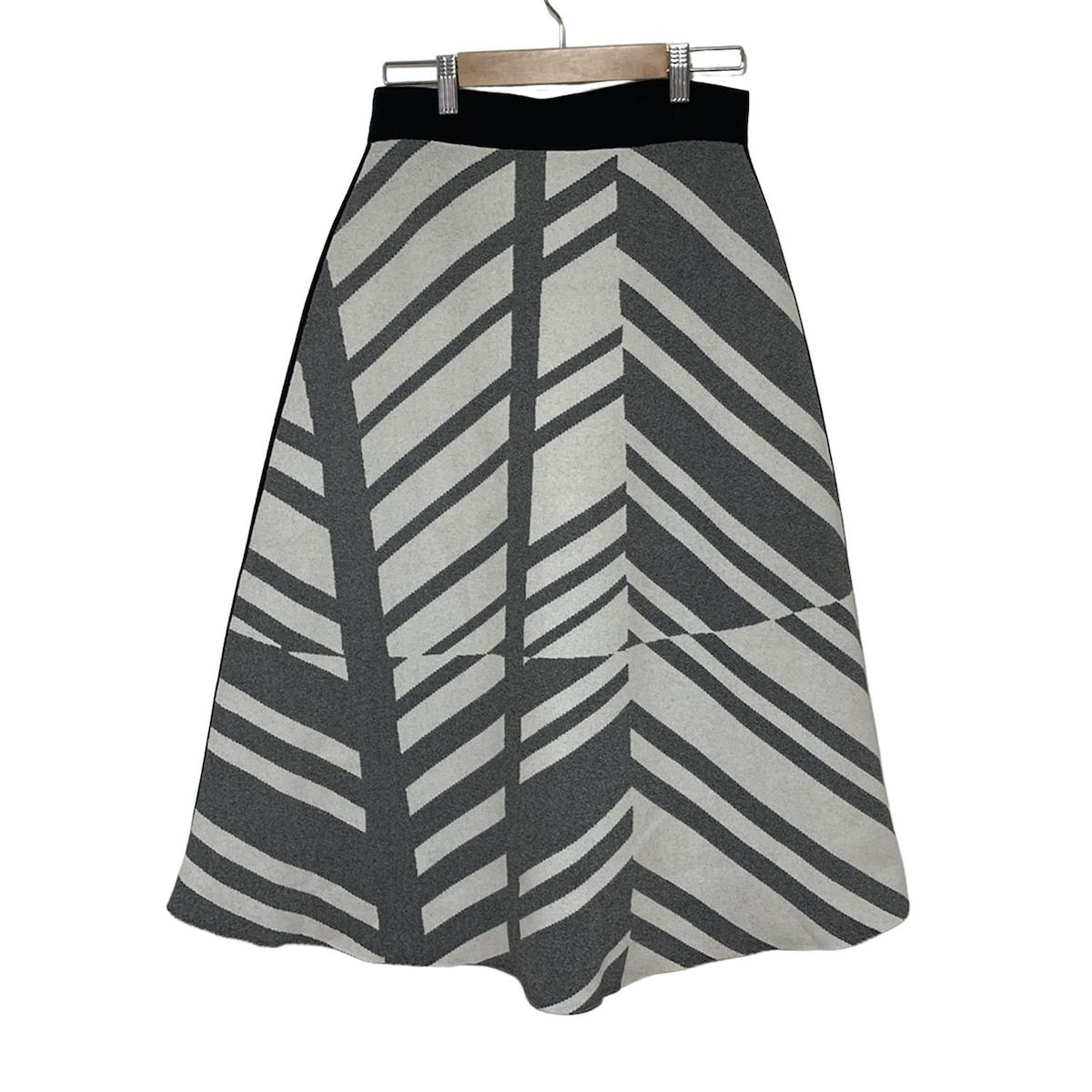ADORE アドーア 巻きスカート サイズ38 M レディース - 白×ダークグレー×黒 ロング ウエストゴム