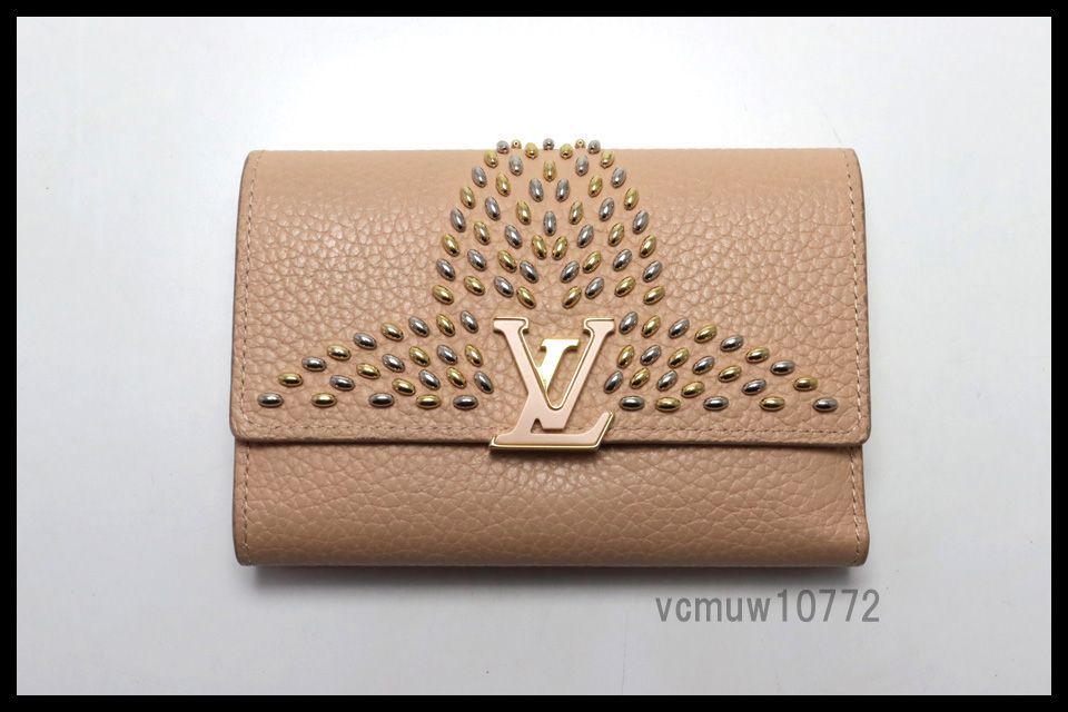 LOUIS VUITTON トリヨン ポルトフォイユカプシーヌコンパクト スタッズ レザー 3つ折り財布 ルイヴィトン 1120 ah 978971