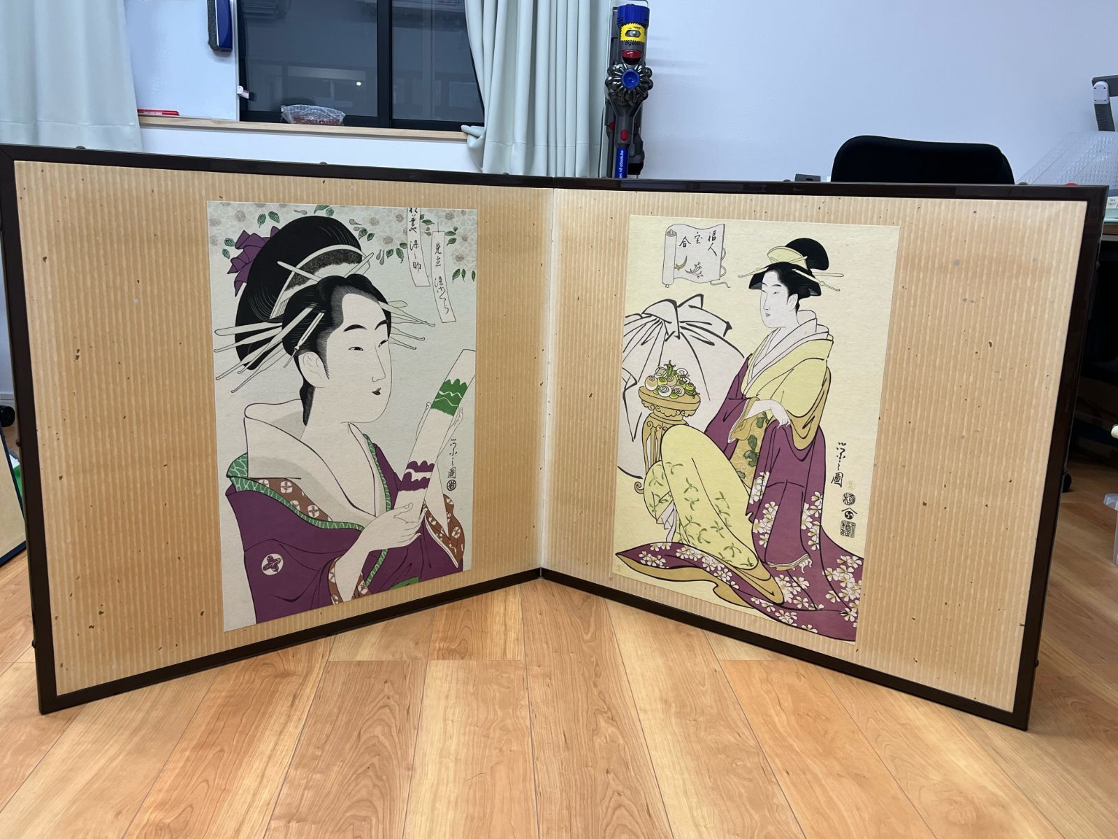 風爐先 浮世絵 美人画 二曲半双 屏風